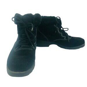 SPORTO WOMEN'S BLACK LACE UP FAUX FUR SUEDE BOOTS SZ 10M